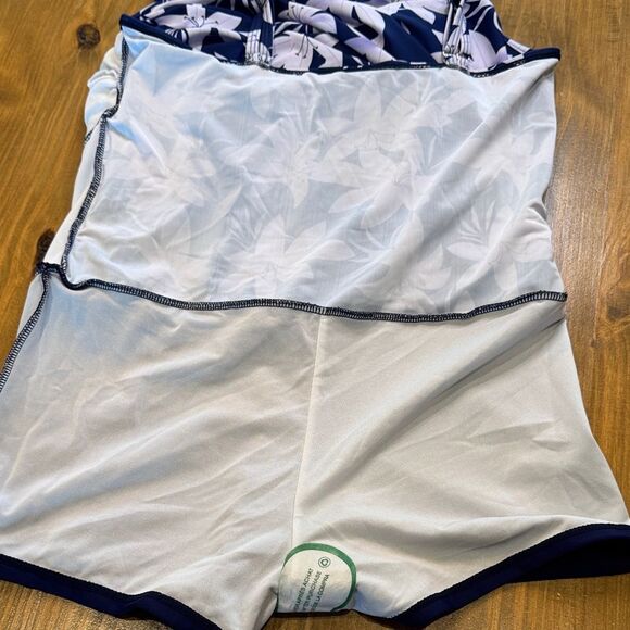 Navy & purple floral swimdress built in boy shorts one piece swimwear NWOT 2XL - Picture 13 of 15